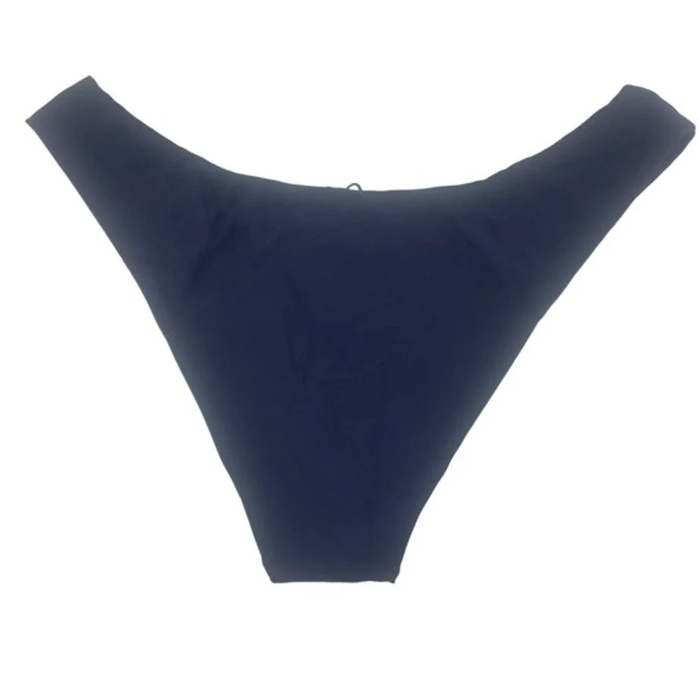 J Crew Curved Waist Bikini Bottom Navy‎ Blue Cheeky Size Medium BC125 New